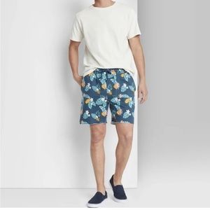 Original Use Men's Sz S Blue Tropical Print Drawstring Waist Pocket Shorts